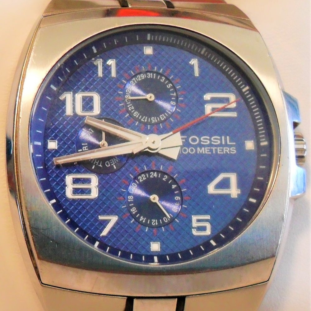 SOLD! Fossil BQ-9250 Stainless Blue Dial Watch